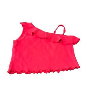 Periscope Girls Small 7-8 Red Cropped Tank Top Ruffle